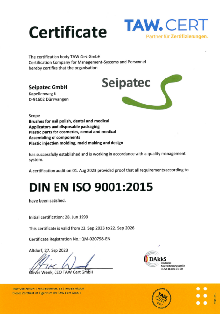 Download DIN EN ISO 9001 Certificate Seipatec (German + English)
